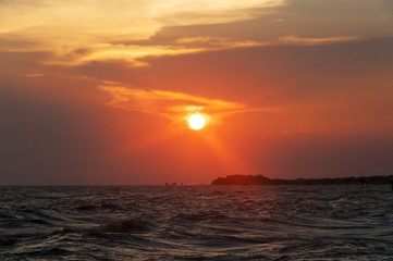 beautiful sunset on the sea with beautiful cloud, subject is blu