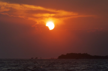 beautiful sunset on the sea with beautiful cloud, subject is blu