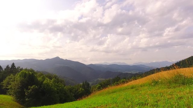 Beautiful pastures at the end of spring, in a beggining of summer time. In the mountains.