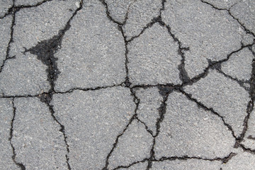 Old worn and cracked asphalt
