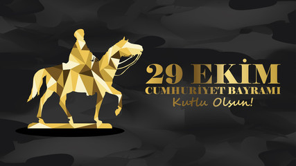 29 Ekim Cumhuriyet Bayramı. Atatürk için yapılmış Etnoğrafya müzesinde bulunan 29 Ekim Heykeli Tebrik Kartı Çalışması.