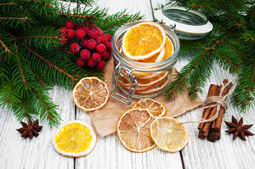 Jar with dried oranges