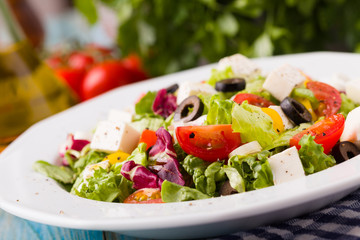 Fresh Greek salad on a plate