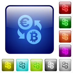 Color Euro Bitcoin exchange square buttons