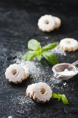 Homemade sweet cookies with mint