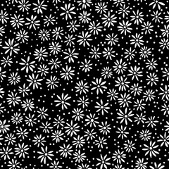 vector seamless naive minimalistic ditsy flower pattern, modern little daisy floral background print with dots