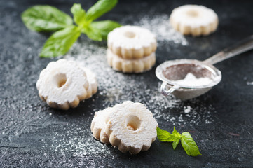 Homemade sweet cookies with mint