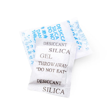 A Silica gel in paper packages isolate on  white background.
