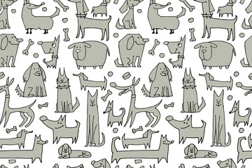 Funny dogs collection, seamless pattern for your design