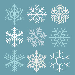 Naklejka na ściany i meble Snowflakes winter symbol abstract design; Christmas season celebration frozen element.