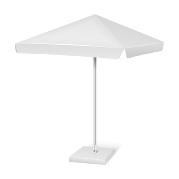 White promotional square advertising parasol umbrella isolated on background. Vector mockup