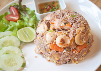 fried rice sausage crab