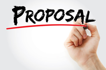 Hand writing Proposal with marker, concept background