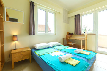 Interior of a bedroom in a guest house