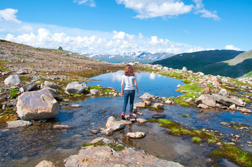 Active holiday mountain lake in Norway