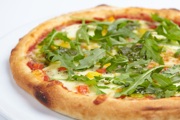 pizza on the white
