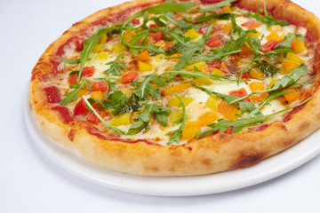 pizza on the white