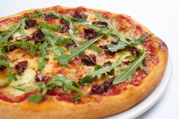 pizza on the white