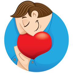 Executive person Illustration embracing a heart showing love. Ideal for institutional and informative catalogs training