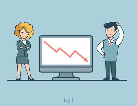 Business Fall Linear Flat people graphic vector illustration