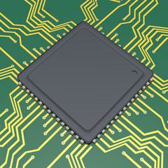 3D  rendering of  computer chip