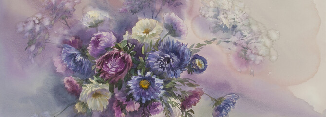 Asters watercolor - 121539761
