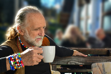Elderly man in restaurant
