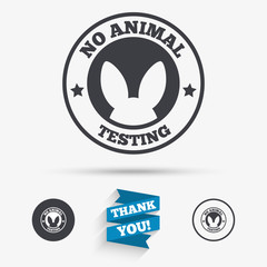 No animals testing sign icon. Not tested symbol