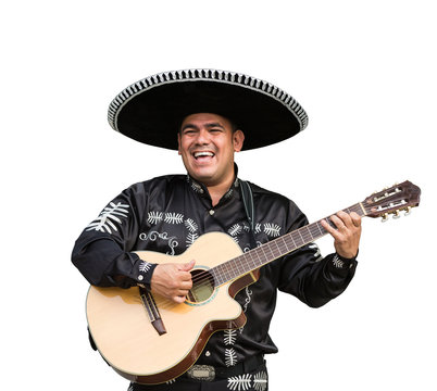 Mexican, Latin American, Spanish. Musicians on the streets. White, Isolated.