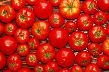 Background of group fresh organic tomatoes