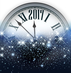 Obraz na płótnie Canvas 2017 New Year background with clock.