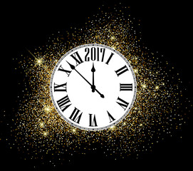 Obraz na płótnie Canvas Black 2017 New Year clock background.