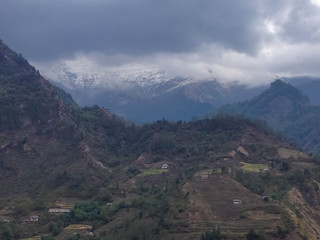 Beautiful view of the Himalayan mountains when see from Tatopani