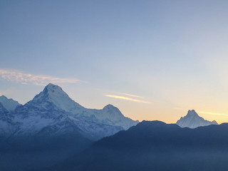 Obraz na płótnie Canvas sunrise at Annapurna Himalayas range from Poon Hill, Nepal