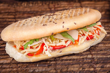 Vegetarian Cheeseburger with sesame