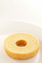Baumkuchen on White Plate