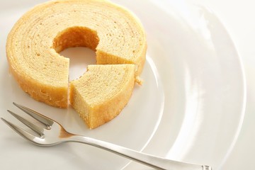 Baumkuchen on White Plate