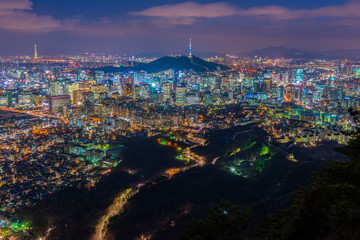 Seoul City Skyline  downtown view of South Korea
