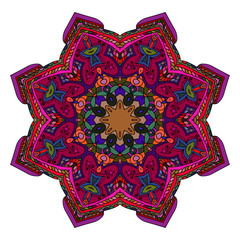 Abstract ethnic colored mandala ornamental pattern. Unique oriental style hand drawn design elements. templates for your designs