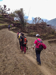 Mountaineers trek to Annapurna Base Camp, Nepal