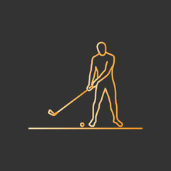 Gold line golf icon.