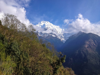 Annapurna, Machapuchare, mountain from Chhomrong village, Ghandruk, Nepal