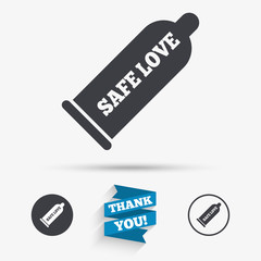Condom safe sex sign icon. Barrier contraceptive