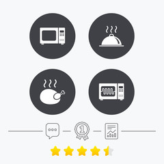 Microwave oven icon. Cooking food serving.