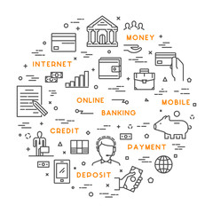 Vector line concept for banking.