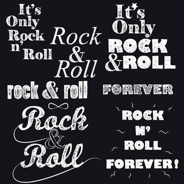 Rock n roll lettering set on black