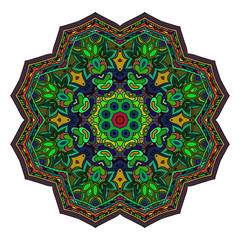 Abstract ethnic colored mandala ornamental pattern. Unique oriental style hand drawn design elements. templates for your designs