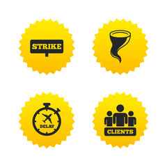 Strike icon. Storm weather and group of people.