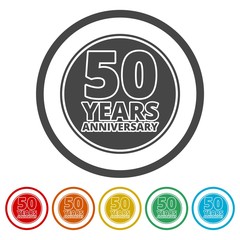 Anniversary icon set. Anniversary symbols isolated on white background. 50 years