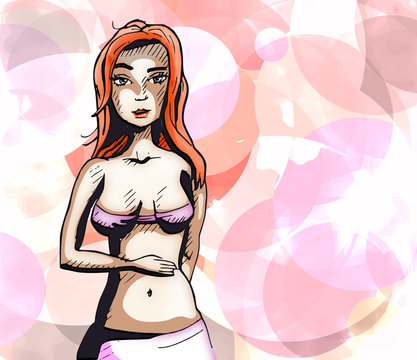 Vrouw roze wolk